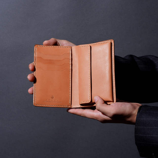 MOTO / モト「W2D HAND-DYED MIDDLE WALLET / BLACK」手染めミドル