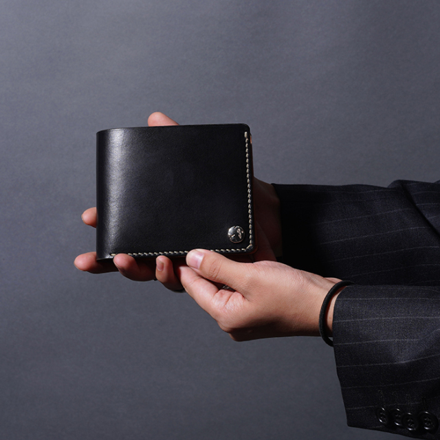 MOTO / モト「W1D HAND-DYED SHORT WALLET / BLACK」手染めショート