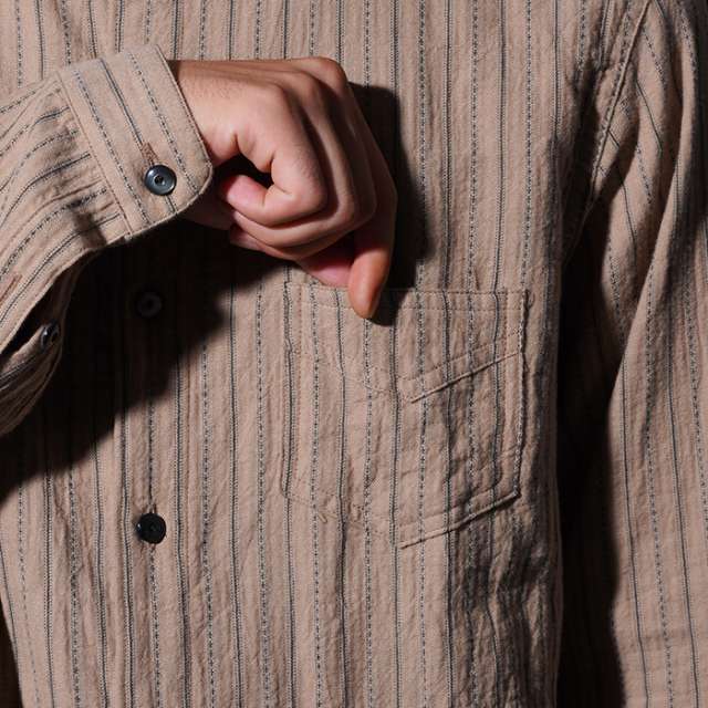 BSFL-25107 / 「Antique Cloth Band Collar Immigrant Shirt / Wheat