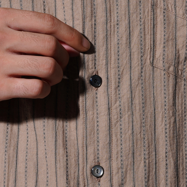 BSFL-25107 / 「Antique Cloth Band Collar Immigrant Shirt / Wheat