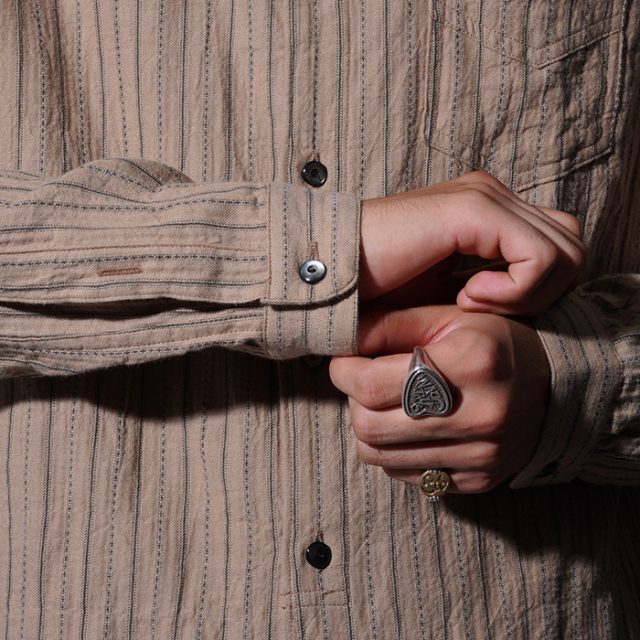 BSFL-25107 / 「Antique Cloth Band Collar Immigrant Shirt / Wheat