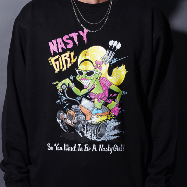 NTCB-250502 /「NASTY GIRL Crew Sweat / BLACK」クルーネックスウェット