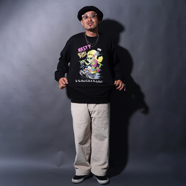 NTCB-250502 /「NASTY GIRL Crew Sweat / BLACK」クルーネックスウェット