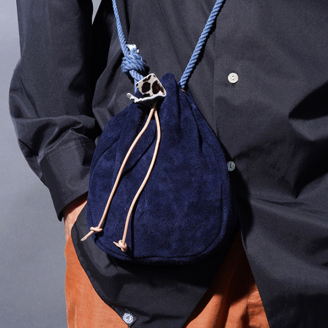 NASTOYS/ナストイズ「Suede  Leather Marine Bag / NAVY」レザーショルダーバッグ