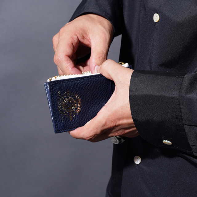 AWA-250502 /「COMPACT ZIP CARD HOLDER / NAVY」コンパクトジップ