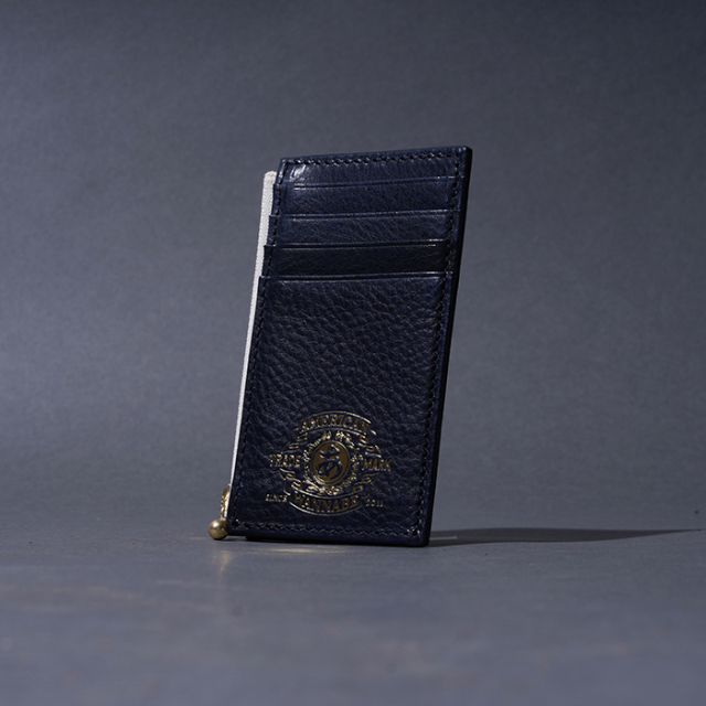 AMERICAN WANNABE/アメリカンワナビー「COMPACT ZIP CARD HOLDER / NAVY」コンパクトジップカードホルダー