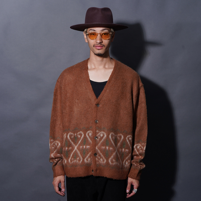 GANGSTERVILLE/ギャングスタービル「VENICE HEART - CARDIGAN / BROWN」オリジナルヂャガードニットカーディガン