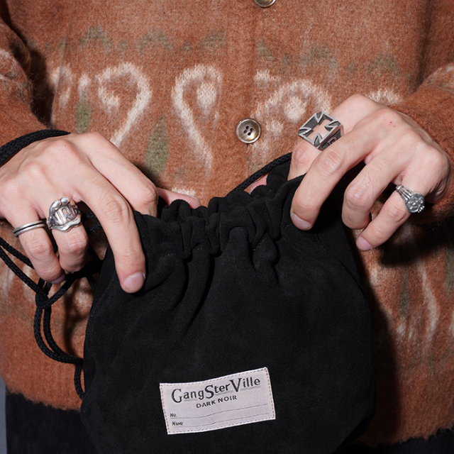 GSV53G05 /「DARK NOIR - LEATHER EFFECT BAG SUEDE / BLACK」レザー