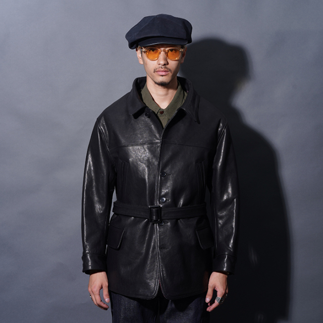 BY GLAD HAND/バイグラッドハンド「GOODFORD - CAR COAT / BLACK」1940'sレザーカーコート