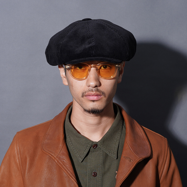 BYGH53G01 /「GLADWELL - CASQUETTE / BLACK」コーデュロイキャスケット