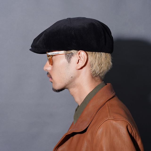 バイグラッドハンド　ブラック コーデュロイ キャスケット　Mサイズ５８cm BYGH53G01 /「GLADWELL - CASQUETTE / BLACK」コーデュロイキャスケット