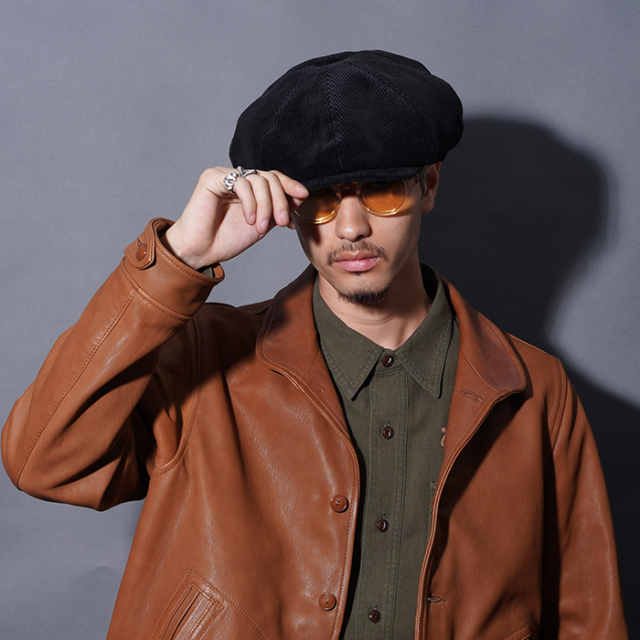 BYGH53G01 /「GLADWELL - CASQUETTE / BLACK」コーデュロイキャスケット