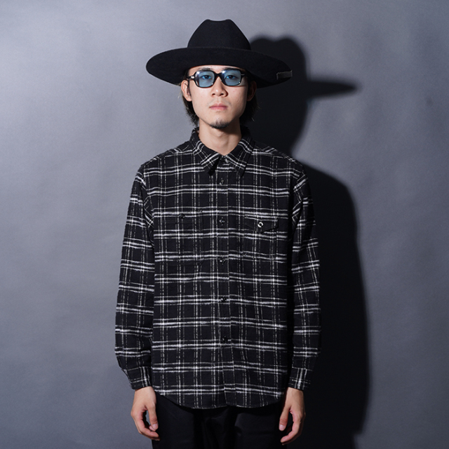 TROPHY CLOTHING/トロフィークロージング「Machine Age Check Shirt / BLACK」チェックL/Sシャツ