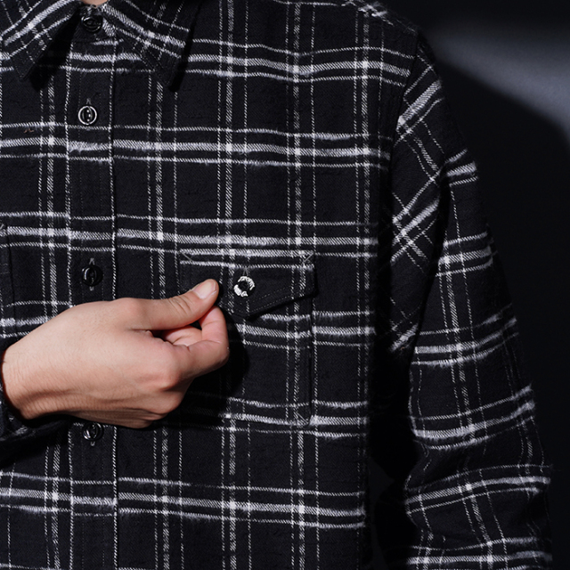 TR25AW-401 /「Machine Age Check Shirt / BLACK」チェックL/Sシャツ