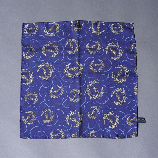 GLAD HAND/グラッドハンド「SHAKE HAND - POCKET SQUARE / NAVY」ポケットチーフ
