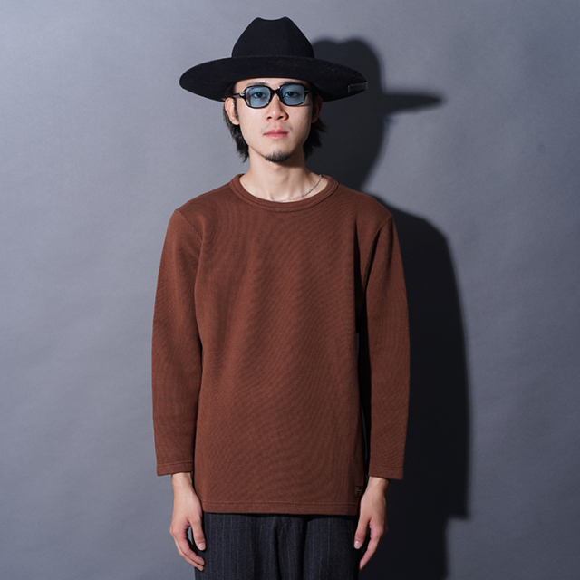 TROPHY CLOTHING/トロフィークロージング「Naval L/S Tee / BROWN」コットンニットクルーL/S Tシャツ