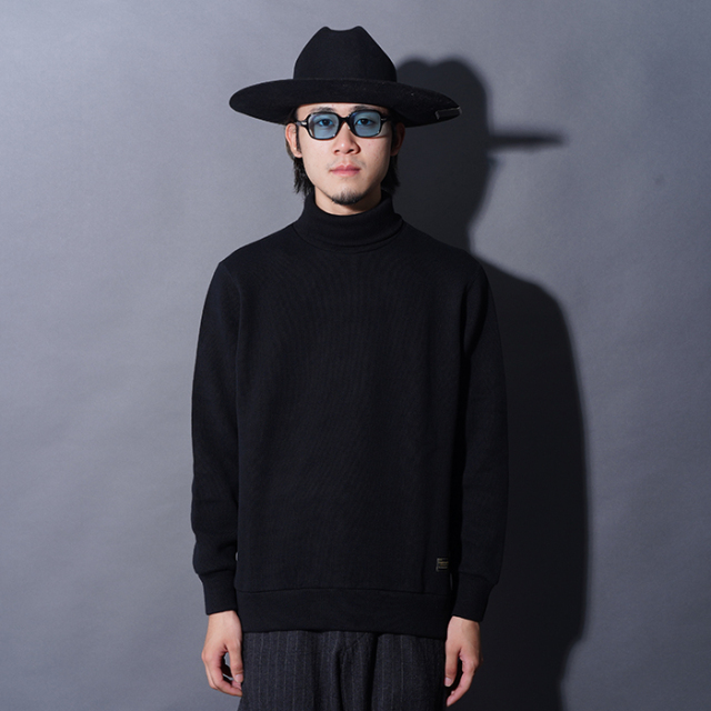 TROPHY CLOTHING/トロフィークロージング「Naval High Neck L/S Tee / BLACK」コットンニットハイネックL/S Tシャツ