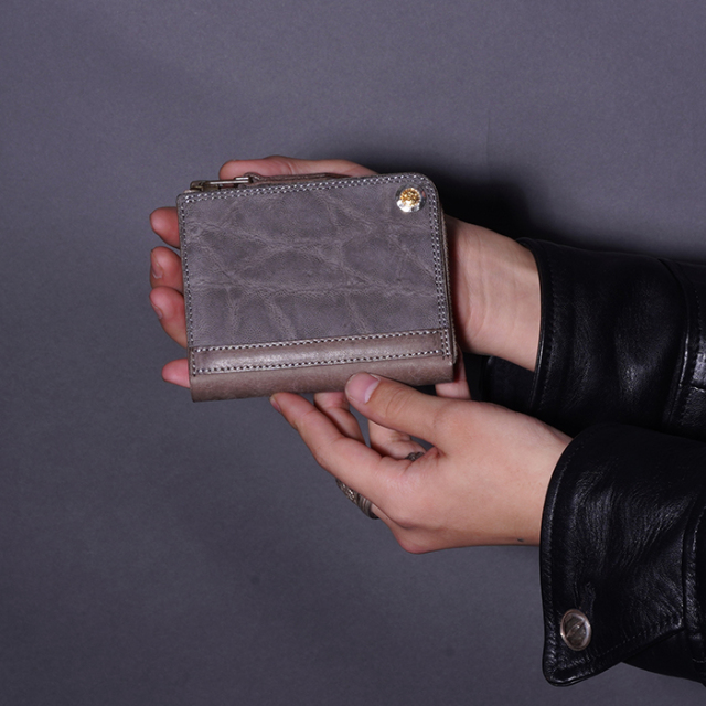MOTO / モト「FW4 ELEPHANT COMPACT ZIP WALLET / GRAY」エレファント