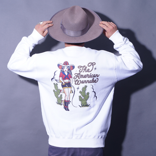 AMERICAN WANNABE/アメリカンワナビー「Texas Girl Crew Sweat / WHITE」クルーネックスウェット