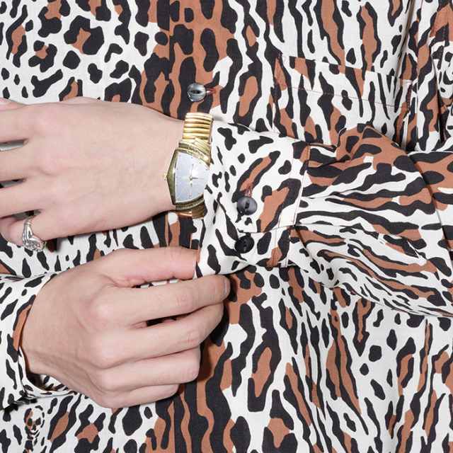 GSV6108 /「LEOPARD DAGGER - L/S SHIRTS / IVORY」レオパード柄L/Sシャツ