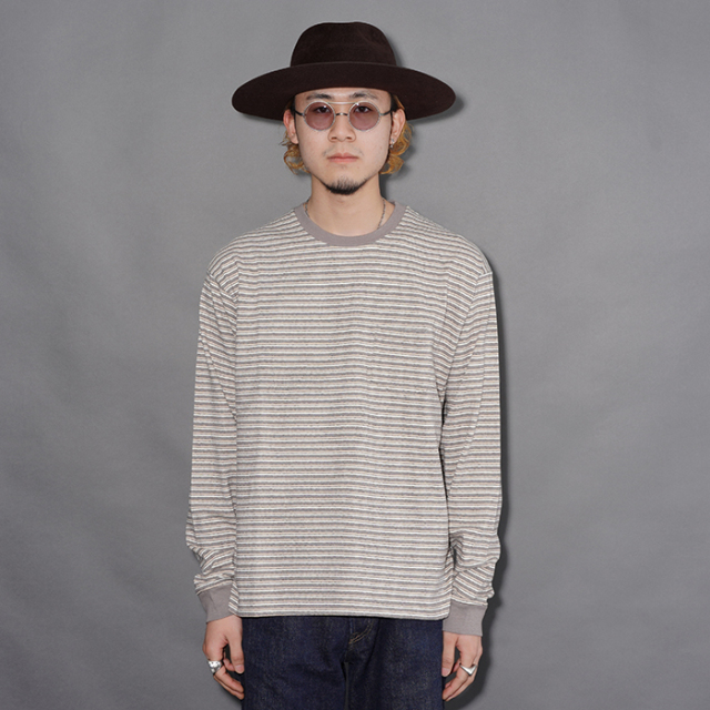 TROPHY CLOTHING/トロフィークロージング「Multi Border L/S Tee / Slate Gray」マルチボーダーL/S Tシャツ