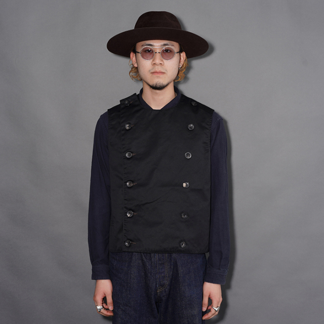 BLACK SIGN/ブラックサイン「Black Chino Double Breasted Swindler Vest / Midnight Black」スウィンドラーベスト