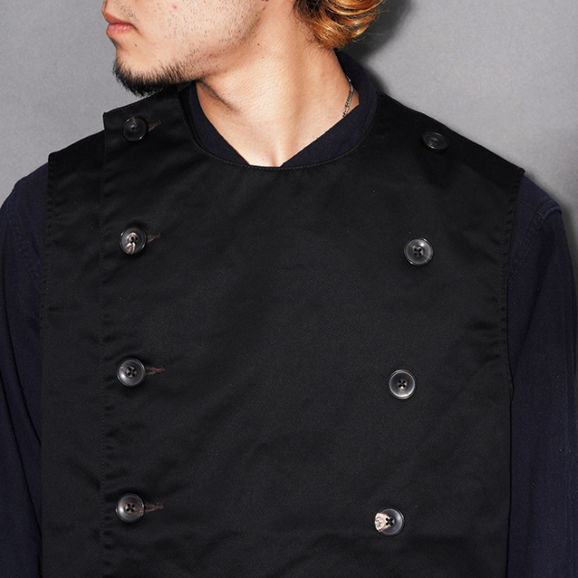BSSV-23202 /「Black Chino Double Breasted Swindler Vest / Midnight