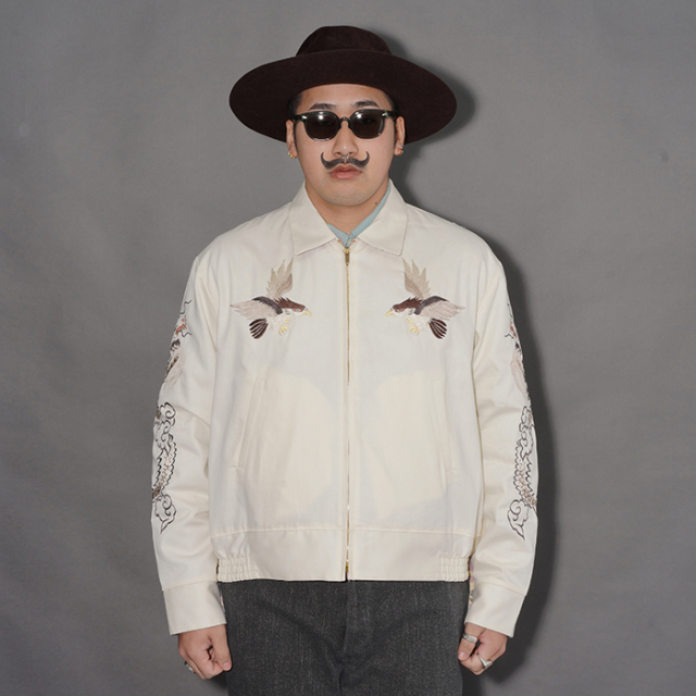 BY GLAD HAND/バイグラッドハンド「GLAD RAW - SUVENIR JACKET / IVORY×PINK」スーベニアリバーシブルジャケット