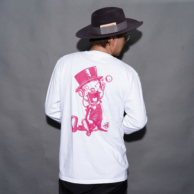 NASTOYS/ナストイズ「Nasty Toys L/S TEE / WHITE×PINK」プリントL/S Tシャツ