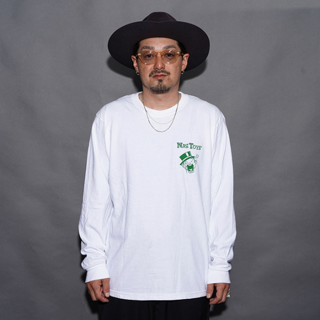 NTTB-260101「Nasty Toys L/S TEE / WHITE×GREEN」プリントL/S Tシャツ