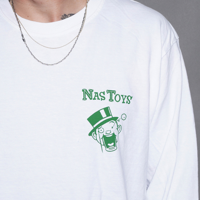 NTTB-260101「Nasty Toys L/S TEE / WHITE×GREEN」プリントL/S Tシャツ