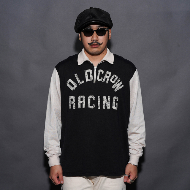 OLD CROW/オールドクロー「OLD CROW RACING - HALF ZIP JERSEY / BLACK×IVORY」ハーフジップジャージ