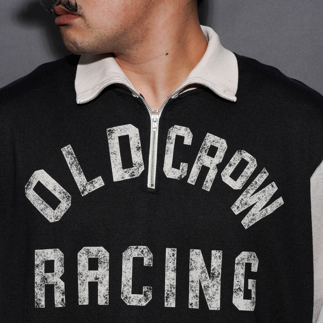 OC6111 /「OLD CROW RACING - HALF ZIP JERSEY / BLACK×IVORY」ハーフ