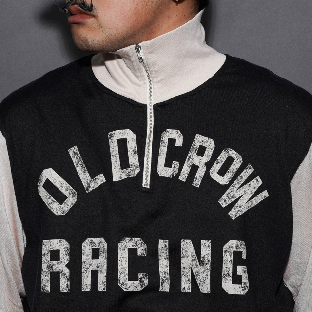 OC6111 /「OLD CROW RACING - HALF ZIP JERSEY / BLACK×IVORY」ハーフ