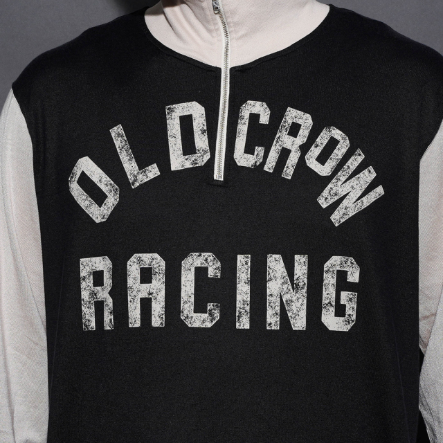 OLD CROW ハワイアンシャツ　XL OC6111 /「OLD CROW RACING - HALF ZIP JERSEY / BLACK×IVORY」ハーフ