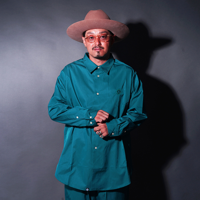 AMERICAN WANNABE/アメリカンワナビー「GRANDPA SHIRT /  GREEN」グランパシャツ