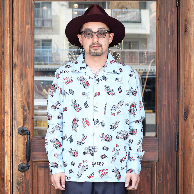 WEIRDO/ウィアード 「RACE? - L/S SHIRTS」 プリント総柄コットンL/Sシャツ