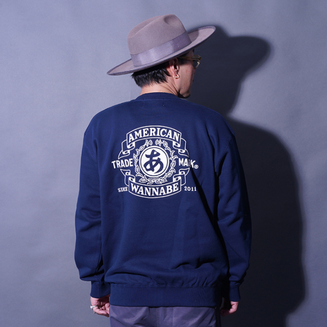 AWCB-250202 /「TRADE MARK Crew Sweat / NAVY」クルーネックスウェット