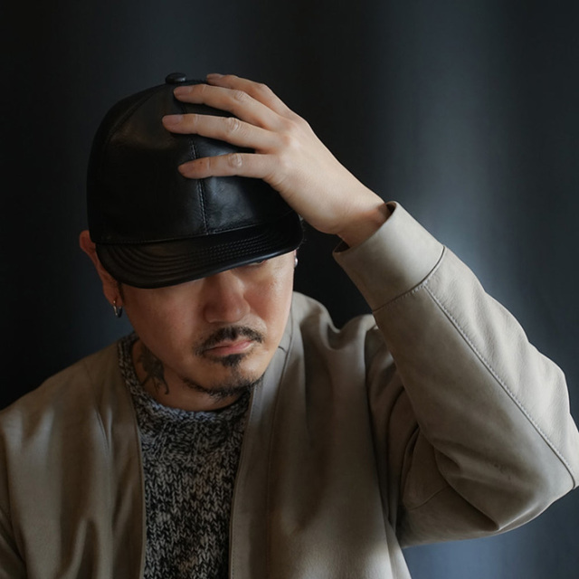 B-105 /「SHORT BRIM CAP / COW HIDE」ショートブリムキャップ
