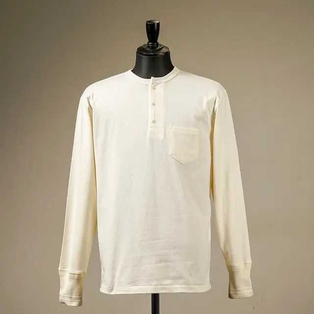 GLAD HAND / グラッドハンド「GH-26 STANDARD HENRY POCKET L/S T-SHIRTS / WHITE」ヘンリーネック長袖 Tシャツ
