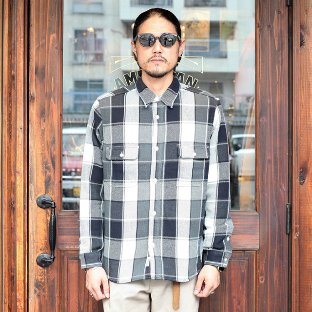 TROPHY CLOTHING/トロフィークロージング「HARVEST CHECK SHIRT / BLACK」チェックL/Sシャツ