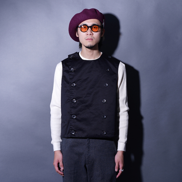 BLACK SIGN/ブラックサイン「Black Chino Double Breasted Swindler Vest / Midnight Black」スウィンドラーベスト