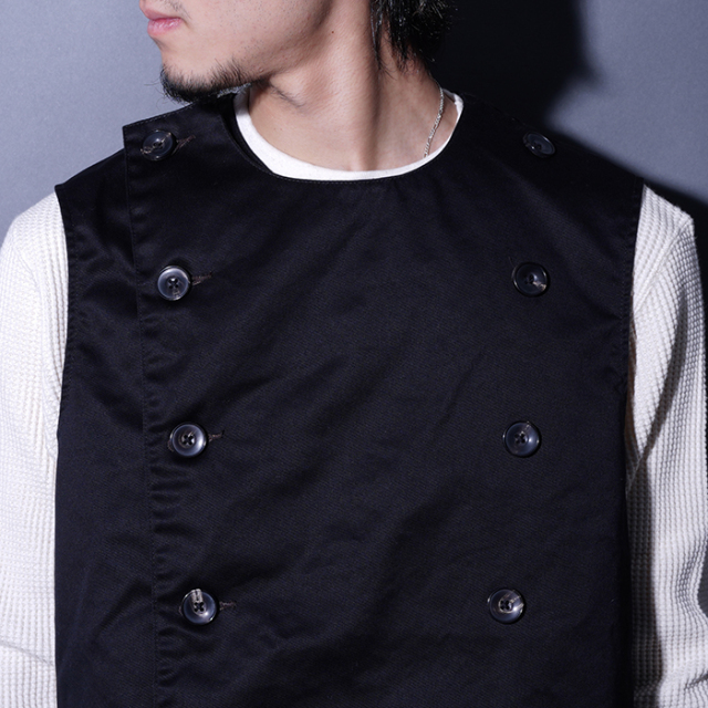 BSSV-23202 /「Black Chino Double Breasted Swindler Vest / Midnight