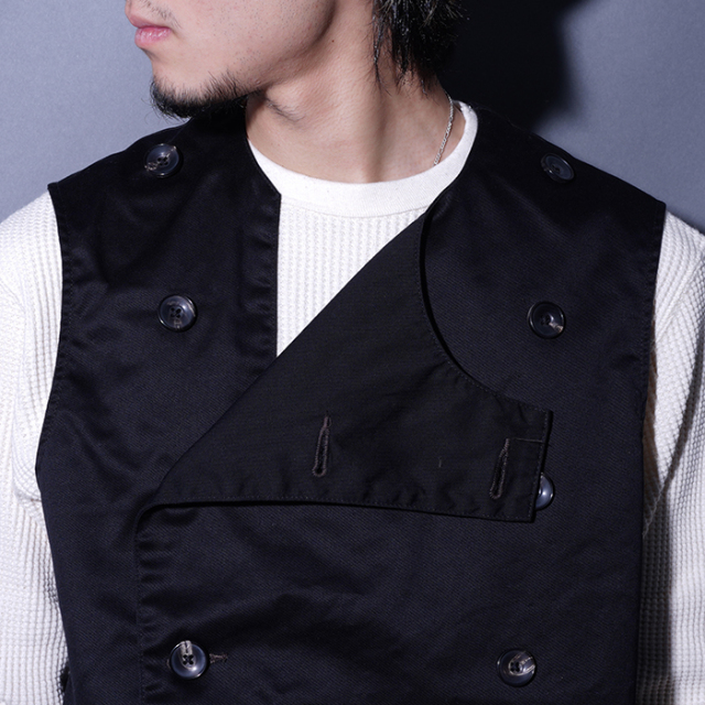 BSSV-23202 /「Black Chino Double Breasted Swindler Vest / Midnight