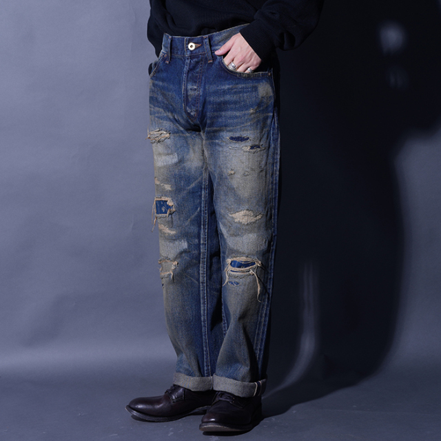 BY GLAD HAND/バイグラッドハンド「GLADDEN - DENIM "TYPE-1 A" / INDIGO」ダメージ加工ジーンズ
