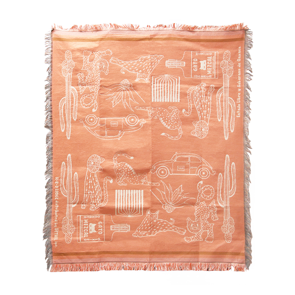 HERE ヒア / 「OAX Throwket "Cat and more" / Apricot」 大判ブランケット