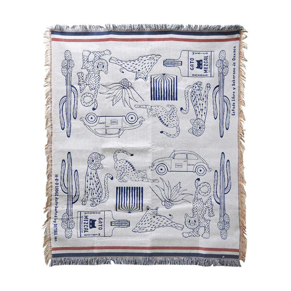 HERE ヒア / 「OAX Throwket "Cat and more" / Gray」 大判ブランケット