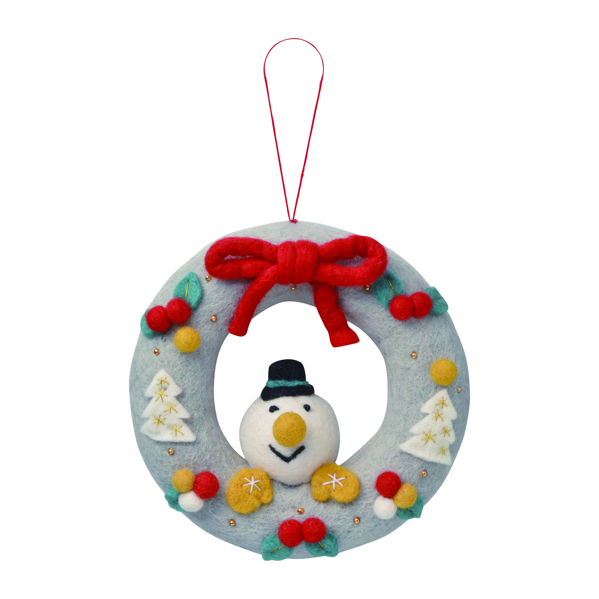 フェルトクリスマスリース　モココ　スノーマン　LI26-B ●X'mas●