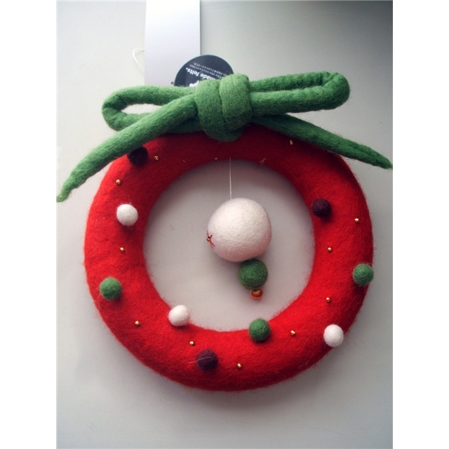 クリスマス フェルトクリスマスリース モココ レッド X Mas ベビー キッズ雑貨と絵本のお店 Ami Saru