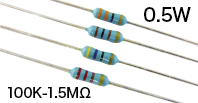 AMRT 0.5W [100K-1.5MΩ] オーディオ用カーボン被膜抵抗器 E24系列